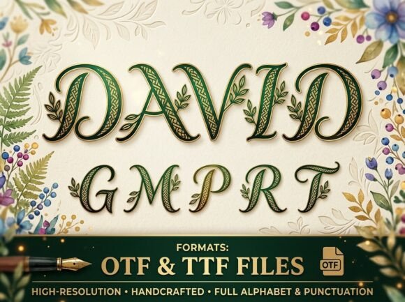 David: A Majestic Display Font with Botanical Artistry
