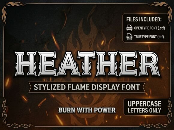 Heather: The High-Octane Flame Display Font