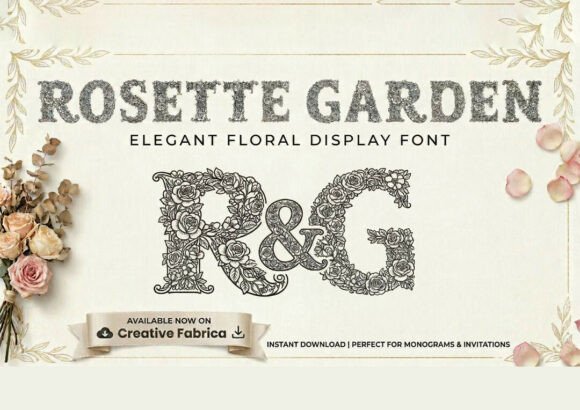 Rosette Garden: A Floral Display Font for Elegant Designs